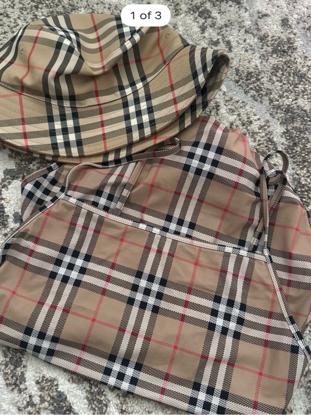 Burberry Beige Plaid Mini Skirt with Classic Check